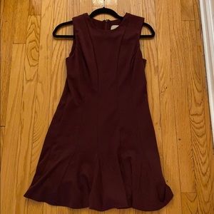 Nicole Miller burgundy dress with ruffle hem
